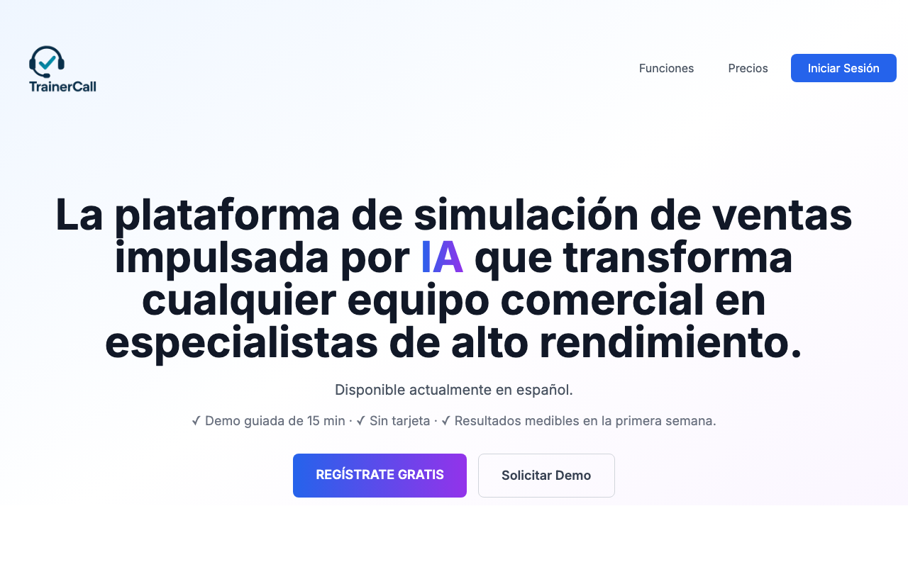 Captura de pantalla de TrainerCall